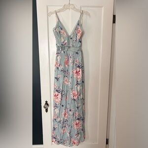Soieblu Floral Maxi Dress in Light Blue and Pink